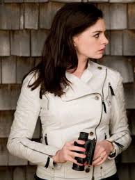 Anne Hathaway Get Smart Agent 99 Jacket Top Celebs Jackets White Leather Jacket Distressed Leather Jacket Leather Jacket Men