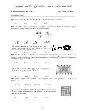 Kangaroo math malaysia is a national movement to promote mathematical education in malaysia through programs that involves students, teachers, parents and c. 2010 Benjamin Kangaroo Past Paper