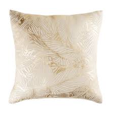 Beige Linnen Kussen Met Goudkleurig Grafisch Motief 50x50 Maisons Du Monde Coussin Lin Coussin Coussin Dore