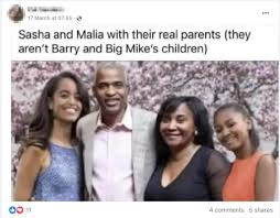 This photo, purportedly showing the original parents of Sasha and Malia  Obama, is edited - FACTLY