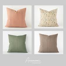 Pillow 7inch x 15inch bolster loop tassels terracotta detail. Anemoni Home Decor Floral Throw Pillows Green Decor Minimal Decor