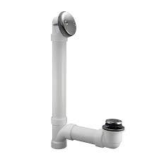 The tub drain stopper is also part of the bathtub drain assembly, which controls when the water can flow out of the bathtub through the main drain. Plumb Pak 1 5 In Brushed Nickel Foot Lock Drain With Pvc Pipe In The Bathtub Drains Department At Lowes Com