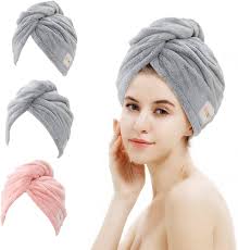 M-bestl 3 Paket Mikrofiber Saç Havlusu, Saç Havlusu Sargısı, Saç Kurutma  Havlusu, Süper Emici ve Hafif Saç Türbanı, Kadınlar için Saç Havlusu  Saçları Daha Hızlı Kurumak İçin (Pembe&Gri ve Gri) : Amazon.com.tr: