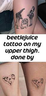 Young american husband and wife are kissing during dinner at table in home kitchen spbd. Beetlejuice Tattoo On My Upper Thigh Done By Chelsea Sankey Ikonic Ink State College Beetlejuice Tattoo Meaningful Tattoos For Couples Couple Tattoos Unique