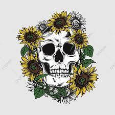 Skull With Sunflower Vector Skull Clipart Skull Icons Sunflower Icons Png And Vector With Transparent Background For Free Download Sunflower Art Print Sunflower Art Skull Icon