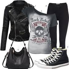 Schwarzes Damenoutfit Mit Nieten Lederjacke Und Jeans Outfits4you De Outfit Lederjacke Damen Mode Outfits