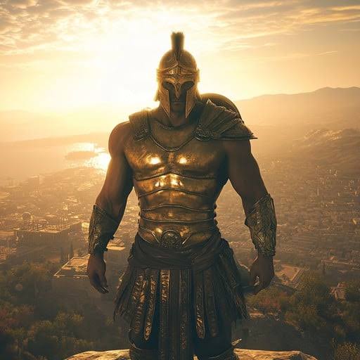 Download Spartan warrior overlooking Image - Spartan, Warrior, Sunset |  StockCake