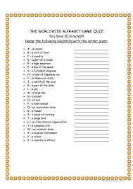 Workaholics are unable to stop putting in unnecessarily long hours at the office or obsessing over their work performance. Worldwide Alphabet Quiz English Esl Worksheets For Distance Learning And Physical Classrooms