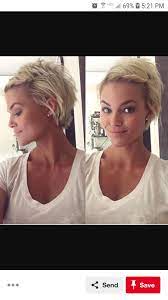 Short Blonde Pulled Back Bangs Short Hair Dos Very Short Hair Short Hair With Bangs