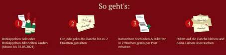Sie teilen uns einfach mit, was sie sich vorstellen und wir gestalten ihr etikett. Mit Rotkappchen Sekt Gratis Personliches Etikett Gestalten