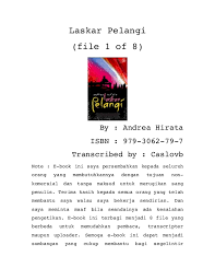 Isi Lengkap Novel Laskar Pelangi Lasopamyown