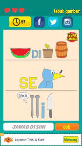 Tebak gambar game is a light brainstorming game, pieces of picture are set as they form new vocabulary, which is adopted from daily slang, unique and funny phrase, or even any happening events and issues. Tebak Gambar Auf Twitter Semangka Dipotong Separuh Pakai Pisau