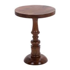 Woodland Imports 28702 Traditional Wooden Round Shaped Pedestal Table Wood Pedestal Pedestal Table Round Living Room Table