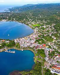 Portland Parish Jamaica lush green mountains meeting the Caribbean Sea