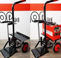Steel cylinder and trolley model F1 for 1 x 20 litre gas cylinder and  welding equipment. Steel construction of 1" tube for one steel cylinder  with ...