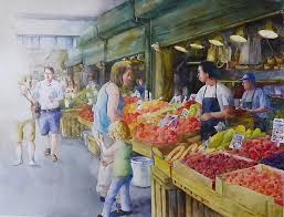 Watch >>> how to draw landscapes, the graphite powder technique. Market Day Jpg 657 500 Pixels Composition Painting Small Paintings Art Market