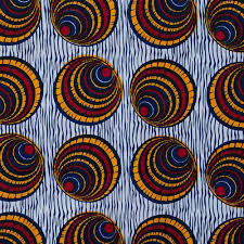 Tissu Wax Motif Africain Rond Rouge Jaune Bleu Wax