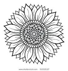 A flower winds around a circular shape to create an image that almost looks like the sun. Beginner Easy Flower Mandala Coloring Pages