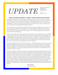 FROM SUPERINTENDENT WEBB—BOARD MEETING REVIEW