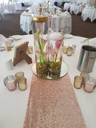 Bespoke Wedding Centrepieces For Hire The Event Hire Company Gold Sequin Table Runner Sequin Table Runner Wedding Centerpieces