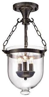 Shop for ceiling mounted lighting from ilightingsource.com! Belita 3 Light Glass Lantern Semi Flush Mount Chandelier Antique Bronze Industrial Flush Mount Ceiling Lighting By Edvivi Llc Houzz
