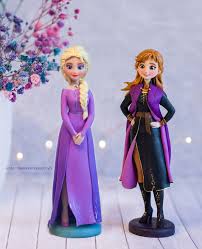 Frozen Elsa Anna Clay Figurine Sculpture
