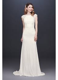 Eddy k italia style ek1378 lucy stunning top, stunning train, stunning dress! Cap Sleeve Crepe Sheath Wedding Dress David S Bridal
