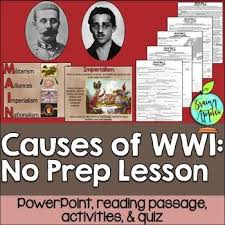 World War 1 Causes World War I Ww1 Wwi Distance Learning Reading Passages Teaching History Middle School Us History