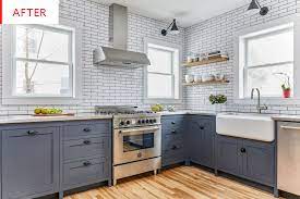 • get a bright, modern look • cabinets ship next day. Before And After A Sparkly Purple Kitchen Goes All Blue Steel Kitchen Renovation Purple Kitchen Kitchen Remodel