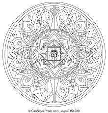 Mandala is een complexe, symmetrische of asymmetrische ornament dat een microkosmos voorstelt van het hele universum. Vector Kleuren Mandala Volwassenen Bloem Kleuren Volwassenen Model Lines Anti Stress Boek Vector Black Bloem Canstock