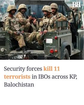 Security forces confirm 11 insurgents killed in coordinated operations, AI generated