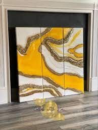 Yellow And Gold Agate Resin Art Resin Art Painting Resin Wall Art Resin Art