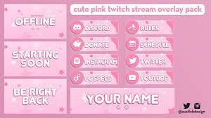 Cute Pink Twitch Stream Overlay Pack Twitch Streaming Setup Cute Pink Twitch