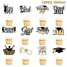 Maybe you would like to learn more about one of these? Amazon Com Ilovepaper 72pcs Graduation Cupcake Toppers 2021 Congrats Grad Cake Topper Black And Gold Graduation Party Supplies For Class Of 2021 Graduation Party Decorations Grocery Gourmet Food