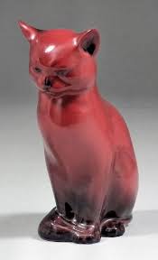 Royal Doulton Red Flambe Pottery Figure Of A Cat Cat Art Cat Statue Cat Painting