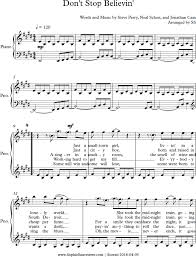 Don t stop believin lyrics. Don T Stop Believin From Journey Sheet Music Arrangement For Simple Piano With Lyrics Sophie Sauveterre