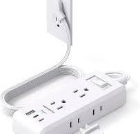 Flat Plug Power Strip, Ultra Thin Extension Cord, 6 Outlets 3 USB Ports(2  USB C)
