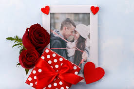 Flowers are the perfect anniversary, birthday or just because. Beautiful Love Photo Frame With Rose Flowers And Gift Box