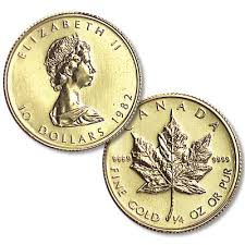 The reverse field features the sugar maple leaf. 1982 Date Canada 1 4 Oz Gold 10 Maple Leaf Littleton Coin Company