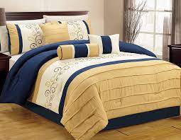It will help you to choose table of contents. Buy Dovedote 7 Piece Embroidery Microfiber Norwich Damask Striped Comforter Set Queen Navy Blue Yellow In Cheap Price On Alibaba Com