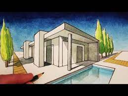 how to draw in 2 point perspective a modern house perspective art perspective drawing architecture architecture drawing