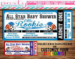 All Star Sports Baby Shower Ticket Invitation Allstar Baby Etsy Baby Shower Tickets Sports Baby Shower Baby Boy Shower