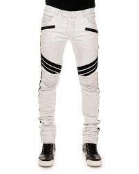 Black And White Striped Jeans Men Balmain Stripe Detail Biker Jeans Denim Jeans Fashion Biker Jeans Men Store