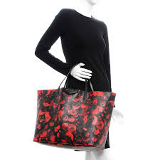 Givenchy Textured Coated Canvas Floral Print Large Antigona Tote Black Red 275585 Fashionphile