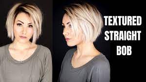 Textured Straight Bob Short Hair Youtube Short Hair With Bangs Thick Hair Styles Short Hair Styles