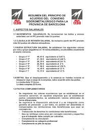 8 festivos estatales no sustituibles. Resumen Del Principio De Acuerdo Del Convenio SiderometalaÂºrgico