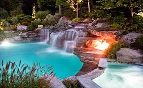 11 Pool Feuer Stelle Nacht Idee Pool Wasserfall Gartenpools Schwimmbader