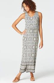 Image For Pleated Border Print Knit Maxi Dress From Jjill Maxi Dress Maxi Knit Dress Dresses