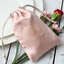 50 Personalized Logo Print Drawstring Bags Custom Jewelry Packaging Bags  Pouches Chic Wedding Favor Bags Pink Flannel Cosmetic Bags