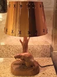 Carved Beaver Quebec Lamp Tree Lamp Table Lamp Wood Wood Tree